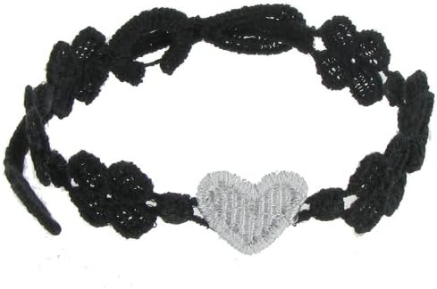 Les Poulettes Jewels - Cruciani Lace Bracelet You Star Black Heart Light Grey