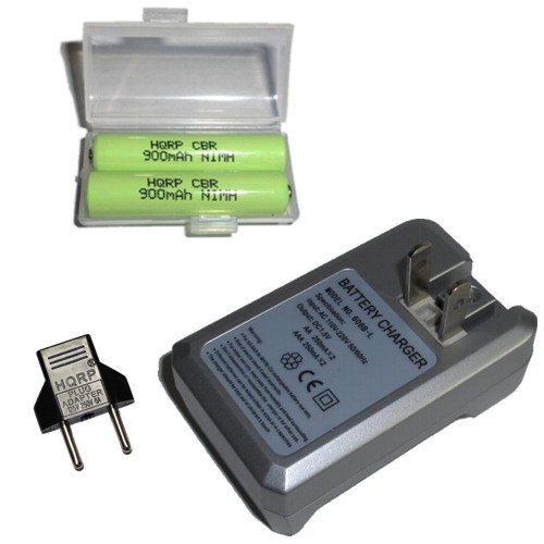 panasonic camcorder battery charger-HQRP TWO Pre-Charged Rechargeable AAA Batteries and Battery Charger plus HQRP Euro Plug Adapter Images