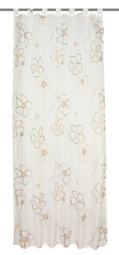 Home fashion 48624-811 Schlaufenschal Voile bedruckt, natur / 245 x 140 cm Preisvergleich