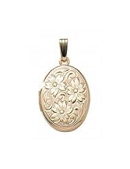 14K Gold Filled Flowered Oval Locket 3/4 inch x 1 inch