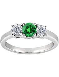 0.99 Ct Round Green Diamond G/H Diamond 18K White Gold Ring