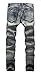 NITAGUT Men's Ripped Slim Fit Tapered Leg Jeans Grey Blue-US 34