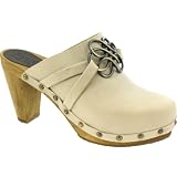Sanita Maria Wood Plateau in Off White Leather - Factory 2nd