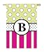 Monogram Peppy Pink & Green Polka Dot Double Sided Regular Size Flag