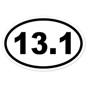 13.1 Oval Half Marathon Run car bumper window sticker 5" x 3"