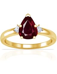 14K Yellow Gold Pear Cut Ruby Three Stone Ring (GIA Certificate)
