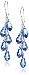 Sterling Silver and Swarovski Elements Multi-Teardrop Earrings