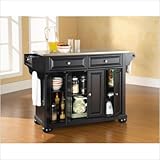 Crosley Furniture Alexandria Stainless Steel Top Kitchen Island in Black Fi ....
