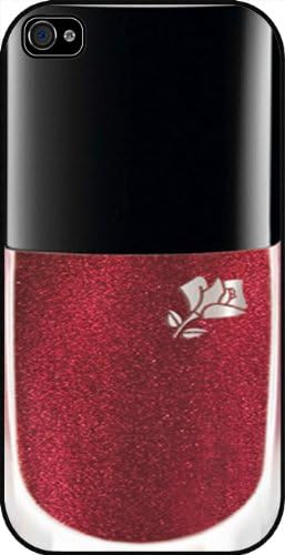 Nail Polish Red Glitter, funny Iphone 4 Case, Hard Case Black