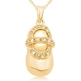 10k White, Yellow, or Rose Gold Diamond Shoe Pendant (1/20 cttw, I-J Color, I3 Clarity)