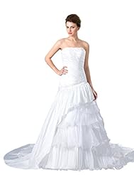 Strapless Lace Tiered Bridesmaid Dress/Wedding Dress 