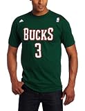 NBA Men's Milwaukee Bucks Brandon Jennings Gametime Name & Number Tee (Green, Small)