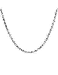 Sterling Silver Italian Diamond-Cut Rope Chain Necklace