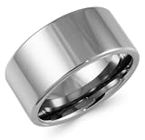 10mm Flat Tungsten Wedding Band Ring for Men - Size 10