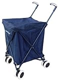 Folding Shopping Cart - with Liner and Lid (Blue) (37