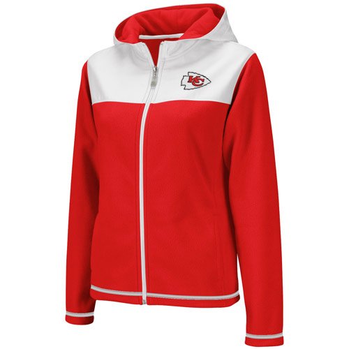 Reebok Kansas City Chiefs Ladies Red-White Microfleece Full Zip Hoodie Jacket (Large)
