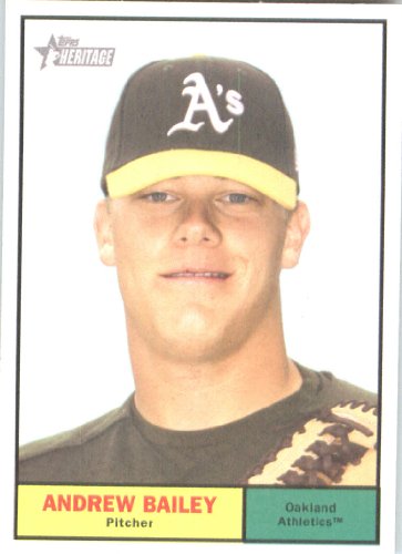 2010 Topps Heritage Baseball Card # 24 Andrew Bailey - Oakland Athletics - Mint Condition - MLB Trading Card Shipped In Protective ScrewDown Display Case!