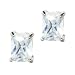 Sterling Silver Rectangle Cushion Cz Stud Earrings