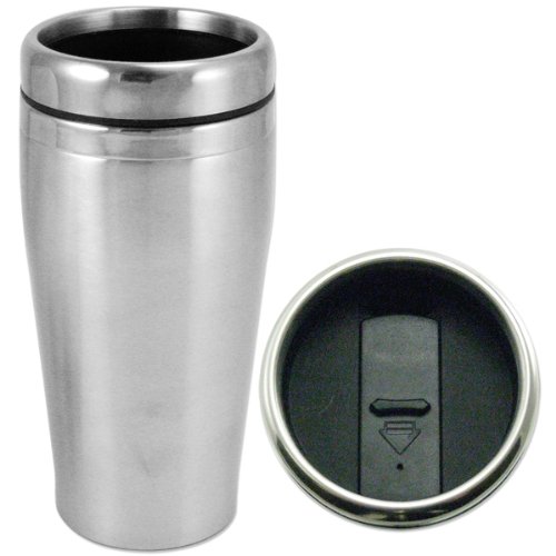 Silver Brushed Stainless Steel Insulated Tumbler - 16oz - Coffee Mug - BPA-Free