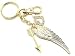 Gorgeous Angel Wing, Crystal Heart & Cupid Arrow Charm Key Chain Gold Tone