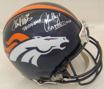 John Elway & Terrell Davis Autographed Denver Broncos authentic helmet with inscriptions