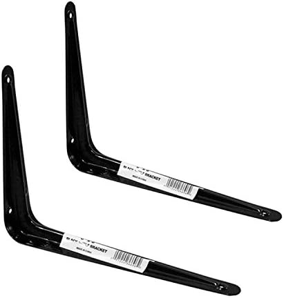 Pair(2) Black Enamel Shelf Brackets - Angled Shelving Support Arms - 4" X 5" 4x5