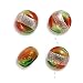 Hand Blown Lampwork Glass 20mm Disc Beads Red Green Silver Foil (4)