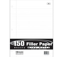 Bazic Wide Ruled Filler Paper, 150 Sheets (Case of 24)