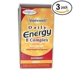 Enzymatic Therapy Fatigued To Fantastic Daily Energy B Complex, 30 Capsules (Pack of 3)