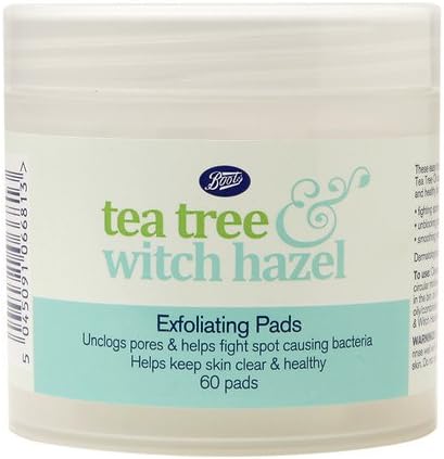 Tea Tree &amp; Witch Hazel Exfoliating Pads 60 ea From Boots (Pack of 3)