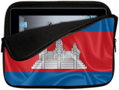 10 inch Rikki KnightTM Cambodia Flag Design Laptop sleeve - Ideal for iPad 2,3,4, iPad Air, Galaxy Note, Small Notebooks and other Tablets