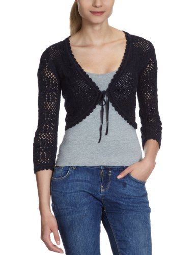 TOM TAILOR Damen Strickjacke, 30156180070/lovely crochet bolero, Gr. 38 (M), Blau (6000) Preisvergleich