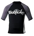 Body Glove Deluxe Short Arm Lycra Rash Guard Shirt (Black/Charcoal/Silver, Small)