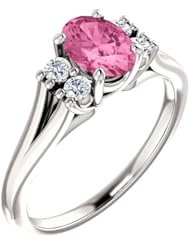Platinum 7.00x5.00mm Oval Cut Pink Sapphire and Diamond Ring -- LIFETIME WARRANTY