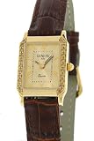 Geneve Italy 14k Solid Gold Women's Diamond Watch with Leather Strap