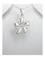 Flower Pendant Necklace In 92.5 Sterling Silver