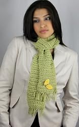 Handmade Ultra Soft Alpaca Natural Fiber Scarf - Soft Vintage Green - Girls and Teens (100% Knitted By Hand)