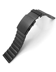24mm Bandoleer 316L Straight End PVD Black Stainless Steel Watch Band Divers Extension Clasp