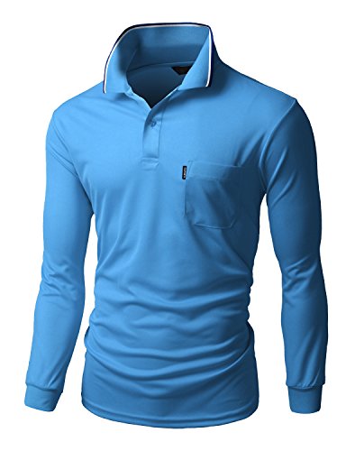 Xpril Men's Coolon fabric long sleeve pocket point Polo T-shirt