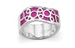 Wavy Stainless Steel Women's Ring with pink resin inlay