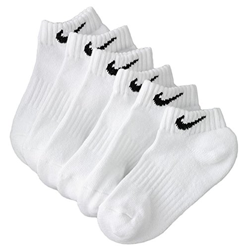 Nike Boy's Performance Low Cut Socks 6 Pair - (White, Sock Size: 5y-7y)