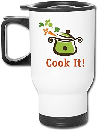 Superior Let's Cook It Travel Mugs With Handle White Drink Bottle With Easy Clean Lid