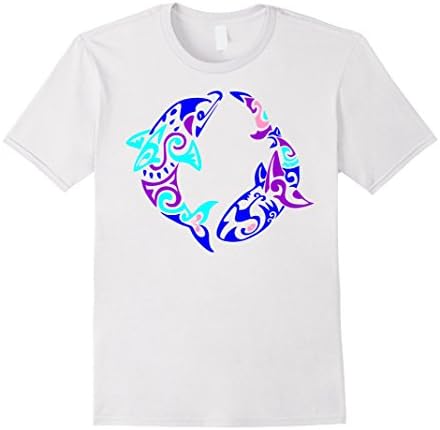 Men's The Maori Dolphin T Shirt Traditional Art Symbols Animal 3XL White