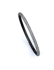 Sterling Silver Cubic Zirconium Silver and Black Bangle