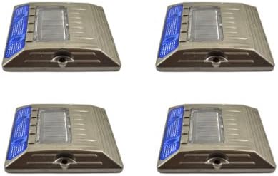 Blue Aluminium Alloy Solar Road Stud Path Deck Dock LED Light One Sided (4 Pack)