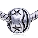Pandora Style Bead Round-Shaped Five-Pointed Star European Charm Bead Fits Pandora Bracelet