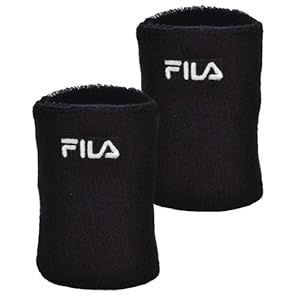 Fila Unisex Retro Cotton Tennis Sweatband Wristbands - Black - AX00195001 - NS
