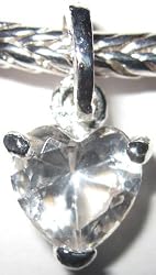Silver Plated Charm Dangle Fits Pandora Heart Shape with Crystal Stone (3)