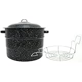 Granite Ware 0707-1 Steel/Porcelain Water-Bath Canner with Rack, 21.5-Quart, Black