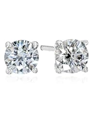Sterling Silver Swarovski Zirconia 1 cttw Round Stud Earrings